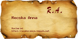 Recska Anna névjegykártya